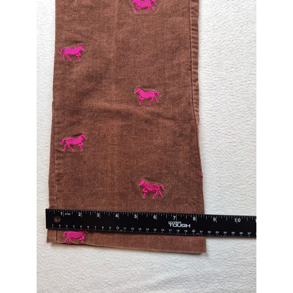 Lilly Pulitzer Brown Corduroy Horse Embroidered Pants Pink Equestrian Size 6 - Picture 3 of 15